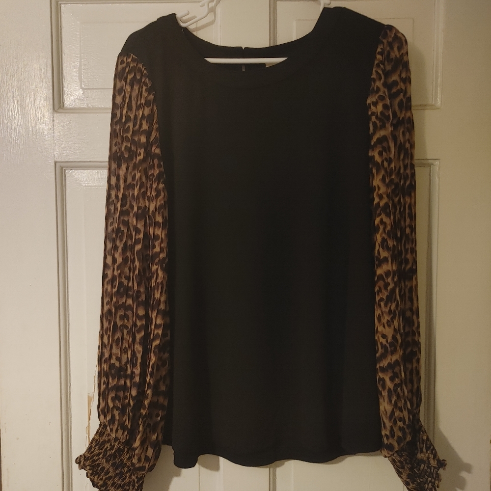 Leopard Sleeve Top - NWOT